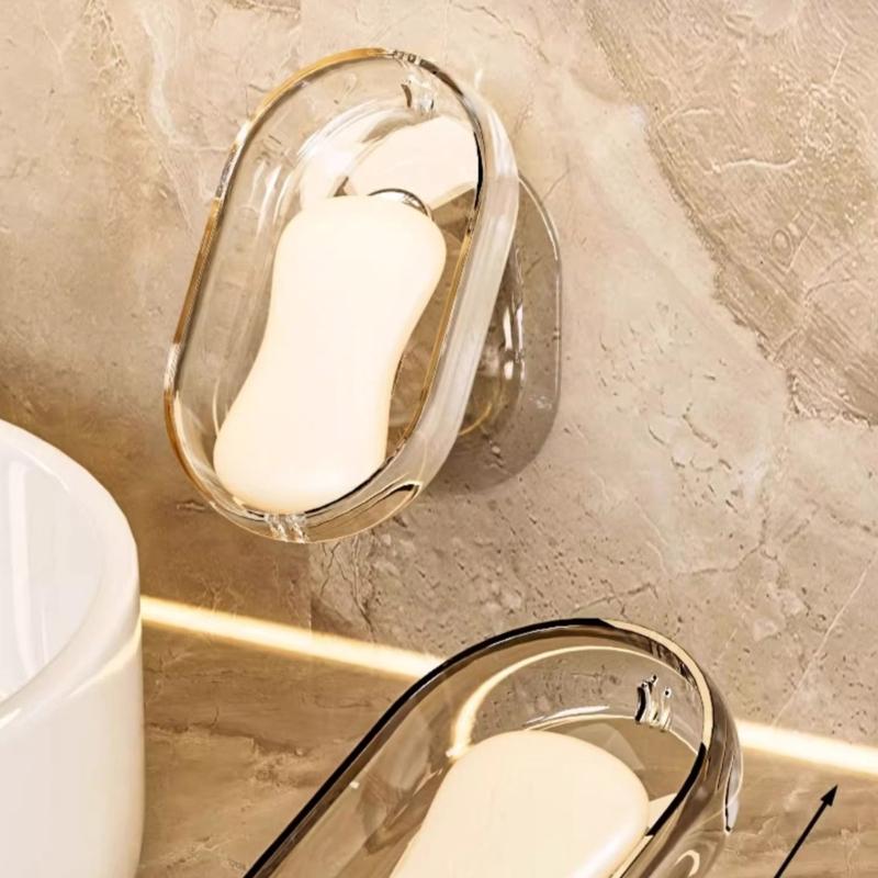 Auto Draining Soap Tray For Shower And Utility Room Quick Drying Feature PET Soap Storage Box Bathroom Oganizers