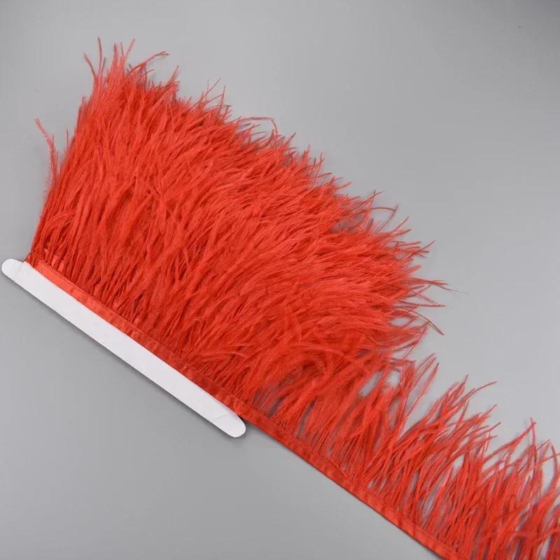 Feather1Meter Страусиные перья на ленте 10-15 см Белая перьевая бахрома-кисточки Отделка Боа Швейные принадлежности Аксессуары для одежды Свадьба