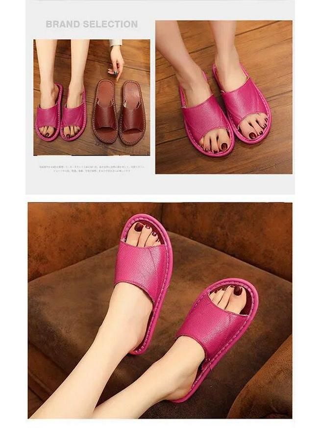 Унисекс тапочки из натуральной коровьей кожи: Нескользящий, Удобный, Повседневный и Крутой для Всех Сезонов