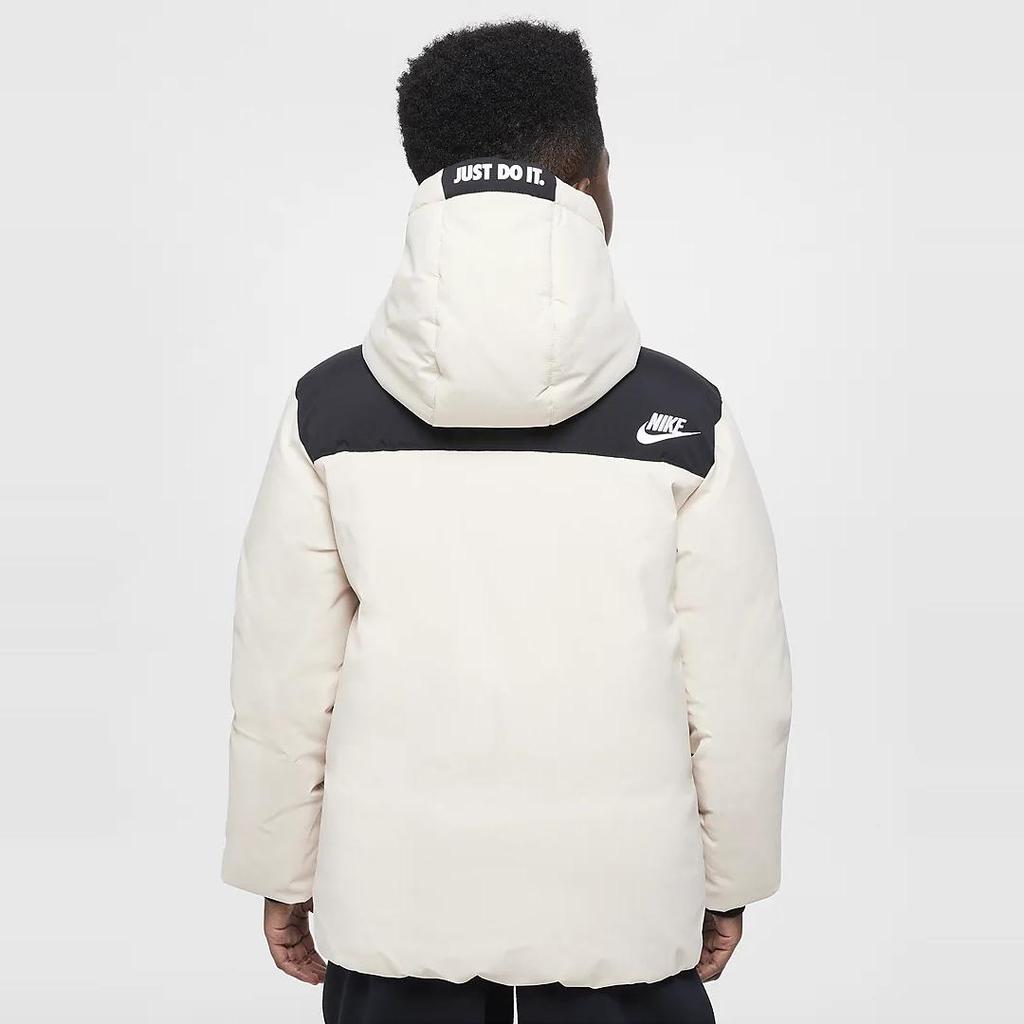 Nike Down Jacket FW24 Outdoor Casual Sports Hooded Zipper Kids Jackets White HQ7165-126