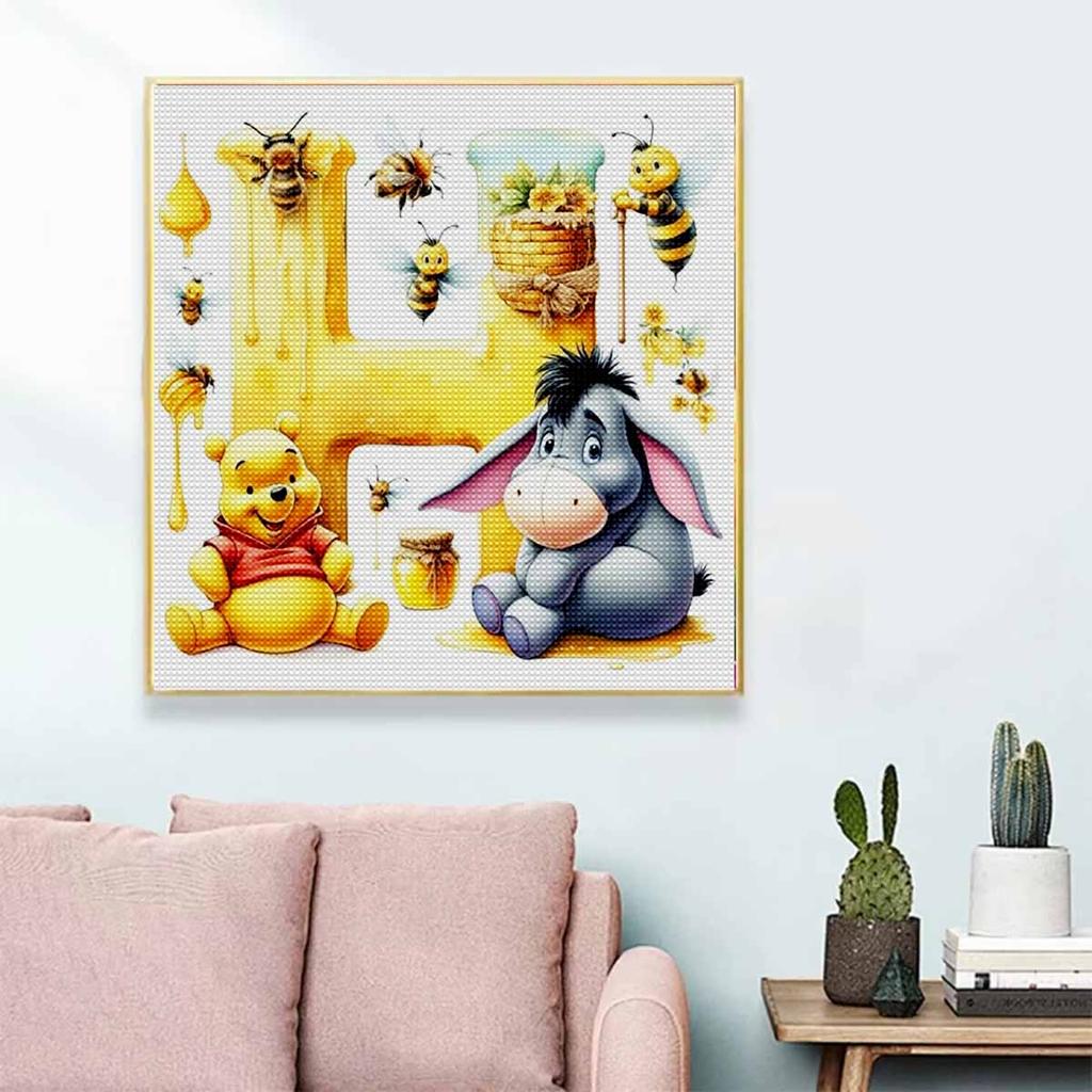 DIY Diamond Painting Round Diamond The Letters "H" In Vini and Eeyore Full Diamond Mosaic Home Decoration Painting Cross Stitch Kit