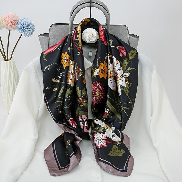 90 см модный платок шейные шарфы женские квадратные шали обертывания бандана головной платок для дам