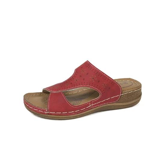 Летние женские тапочки на танкетке, новые ретро-ботинки с открытым носком и поддержкой свода стопы, ортопедические женские сандалии на платформе, повседневная пляжная обувь для отдыха на природе