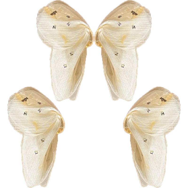 Snow Mist Butterfly Bright Tulle Butterfly Hair Clips Women's French Neck Shark Clip Hair Accessories