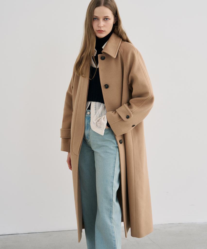 Drawfit Women Soft Cashmere Single Balmacaan Coat [Butter]