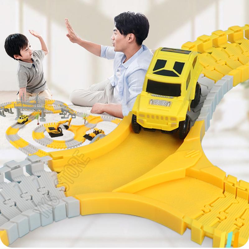 333pcs DIY Educational Toys Mini Car and Train Track Sets Children's Railway  Racing Vehicle Models Flexible Track Game Brain