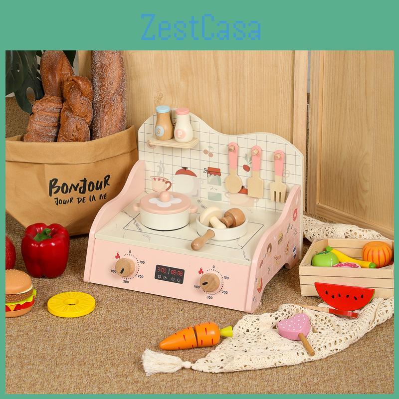 Wooden Kitchen Simulation Cooking Utensils Children Puzzle Toy Set For Kid Gift