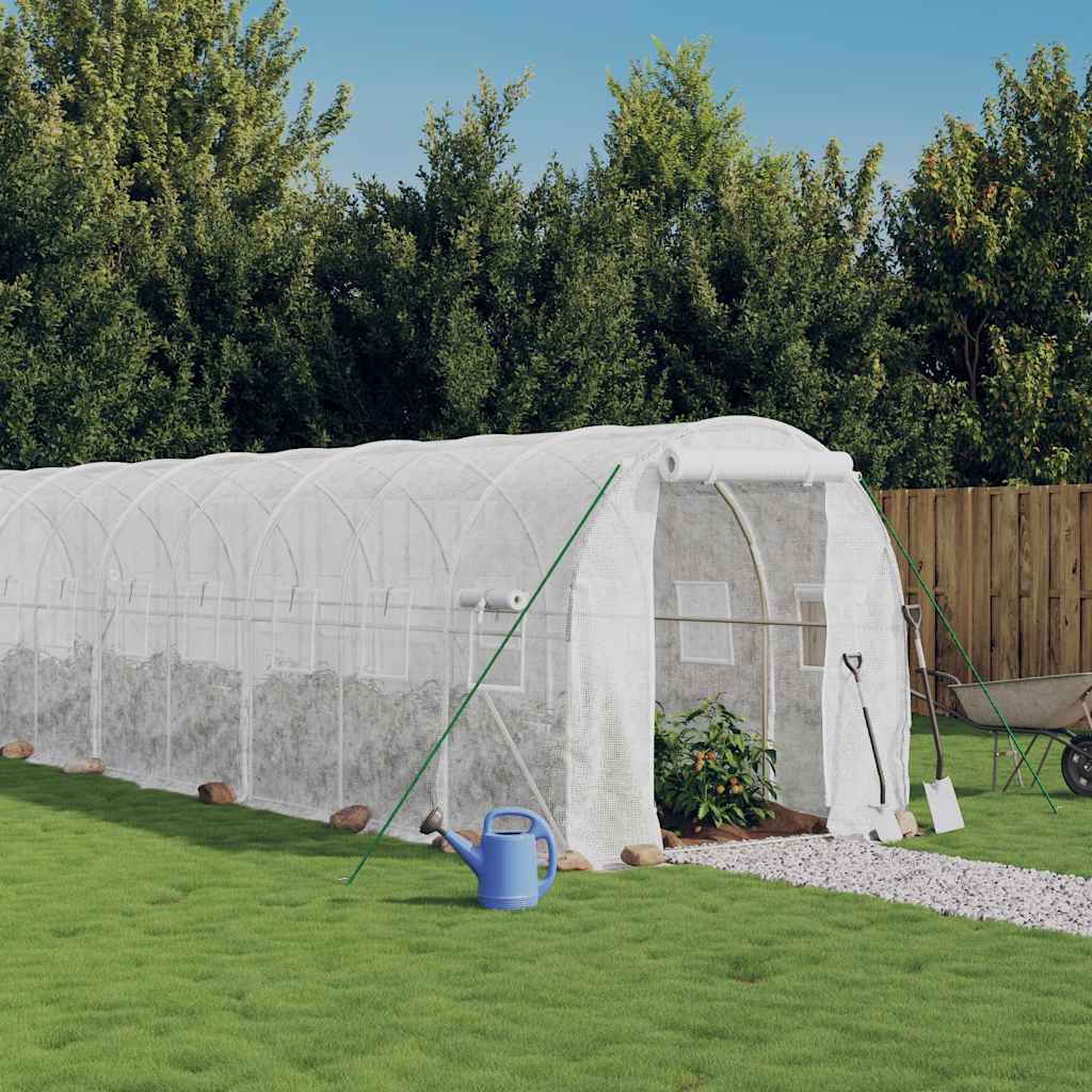 Greenhouse with Steel Frame White 32 m² 16 x 2 x 2 m