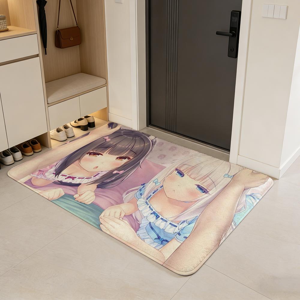 game N-Nekopara Floor Mat Flannel Door Mat Non-Slip Absorbent Washable Indoor Home Rug