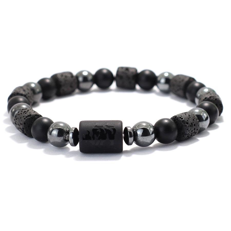 Twelve Constellations Men Bracelet Obsidian Lava Stone Braclet Retro Beads Hematite Yoga Healing Braslet Couple Wrist Accessories Gift For Him