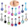 16 шт. Микс Кольцо для пирсинга пупка Штанга Страз Хрустальный шар Украшение для тела