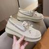 Small Fragrant Wind Fisherman Shoes Women 2024 New Mesh Rhinestone Bow Pearl Casual Single Shoes