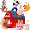 Baby Plush Farmhouse Toy Set with Stuffed Farm Animals Toddlers Boys Girls Mini Plush Barn Sensory Toy with Animal Plushie Decoration