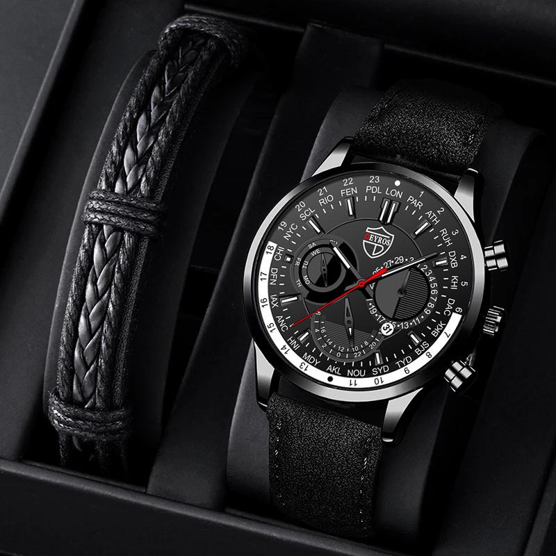 Модные мужские часы класса люкс для мужчин, деловые кожаные кварцевые наручные часы, мужские повседневные спортивные часы с браслетом и светящимися часами