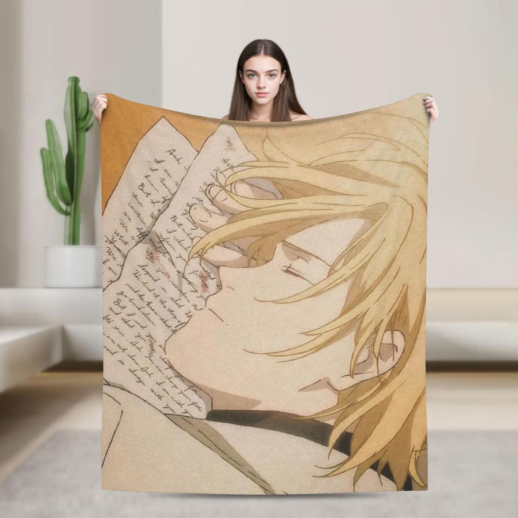 Banana Fish Anime Throw Blanket for Couch  Soft Fuzzy Plush Blanket 50x60 Inch Multiple Sizes Bedspreads for All Seasons