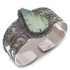 Aqua Chalcedony Carving Gemstone 925 Sterling Silver Cuff Bangle Adjustable D7b85