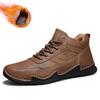 Men's High-top Leather Shoes Lace Up Casual Sneakers Plus Size 39-46
