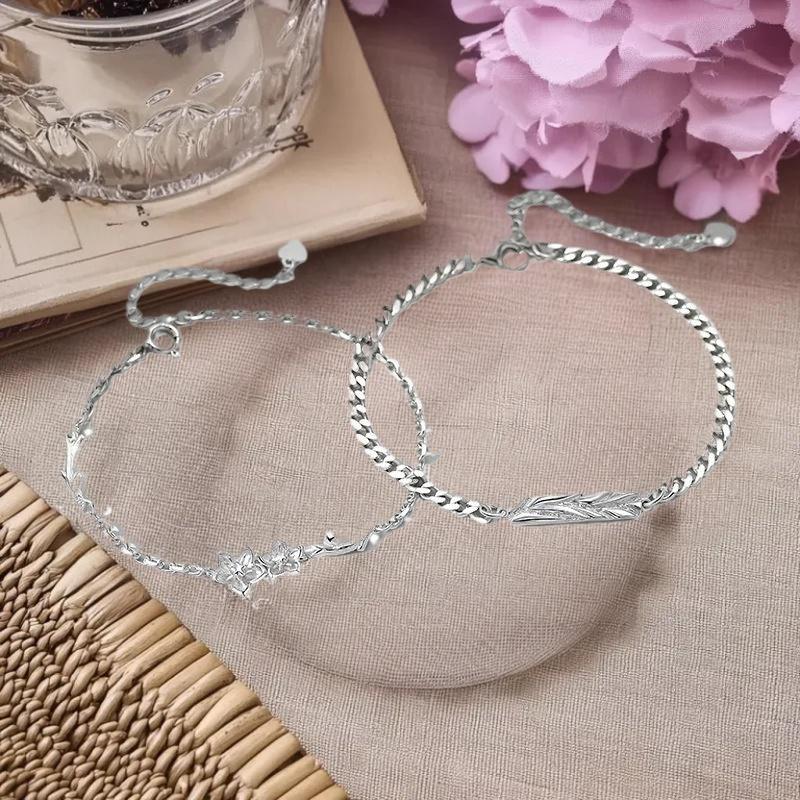 1/2 шт. Классический регулируемый браслет для влюбленных, День святого Валентина, украшение на руку, простой тонкий браслет, шарм в виде цветка, парный браслет, для девушек