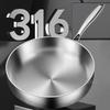 316 Stainless Steel Frying Pan 20cm Uncoated Wok Pan Non Stick Pots Household Cooking Pot Kitchen Cookware Steak Frying Pan