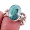 Emerald(Simulated) Handmade 925 Sterling Silver Gift Two Tone Ring S.9.5US y8S22