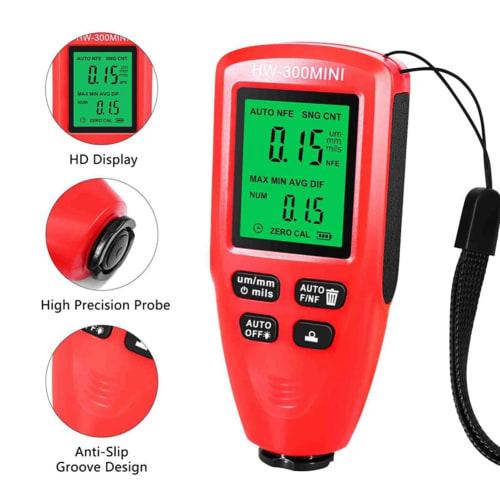 Pasotim -300MINI Car Paint Thickness Gauge, Portable Paint Thickness Gauge, 0-2000m, Black