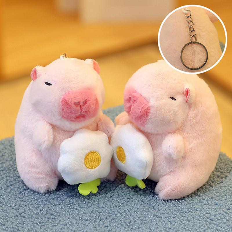 Pink KapiBala Pendant Water Guinea Pig Keychain Bag Pendant Cute Internet Celebrity Plush Toy Doll Ideal For Gift Idea