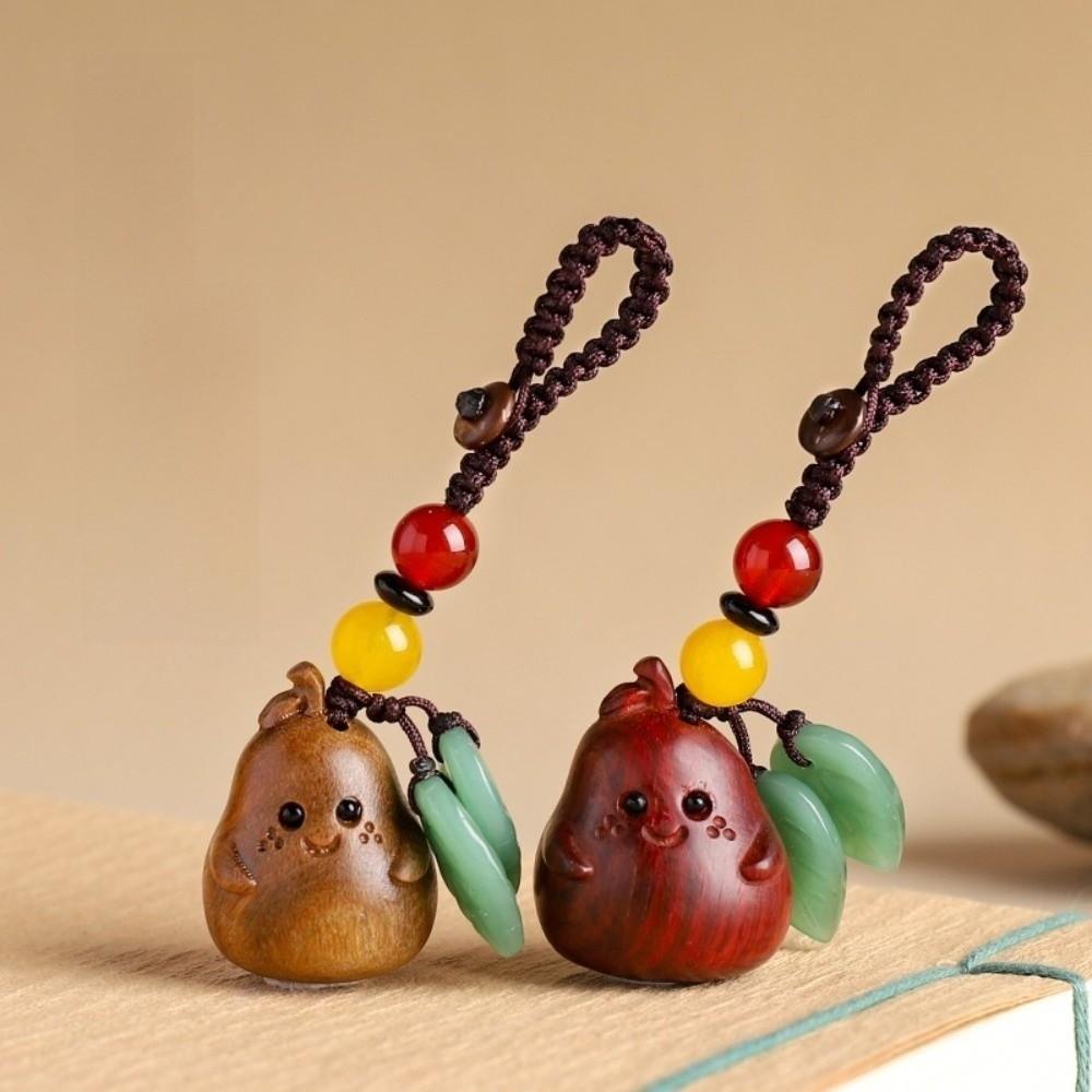 Sandalwood Bag Pendant Cartoon Wood Phone Chain Cute Pear Key Chain Jewelry Findings