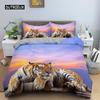 Пододеяльник с тигром King Size Wild Theme Комплект постельного белья Animal Pattern Пододеяльник Animal Theme Sunset Polyester Quilt Cover