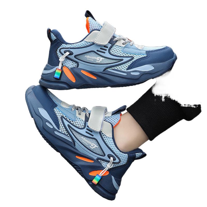 Весенне-осенний школьный сезон кроссовки повседневная обувь обувь для мальчиков средние старшие дети сетка кожа спортивная обувь нескользящая детская спортивная