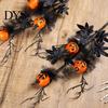 Spooky Home Decor Halloween Pumpkin Stem Decor, Black Maple Leaf Artificial Branch for Indoor Party Decorations Scene, Festive Table Centerpiece,