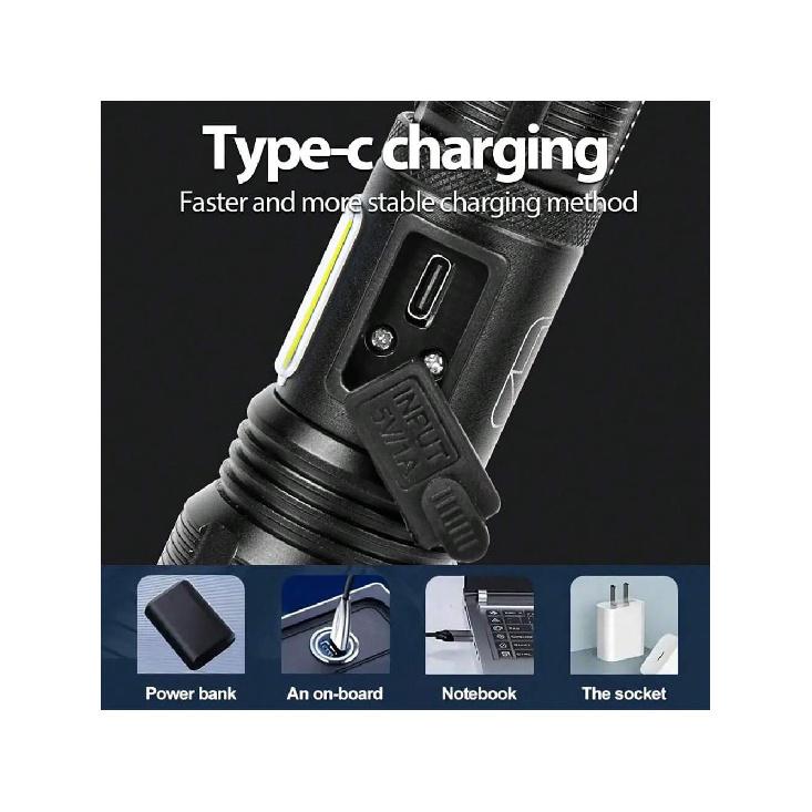 Tactical Rechargeable LED Flashlight, 7 Modes High Brightness Flashlight for Emergency, Hiking, Camping, Camping Equipment