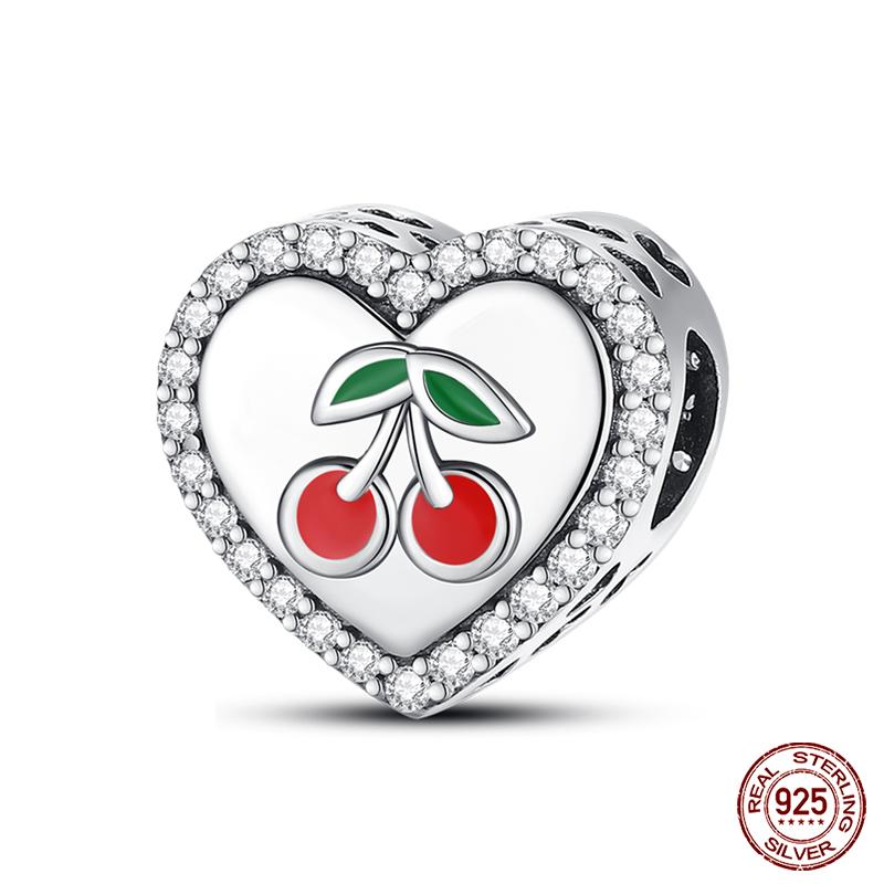 100% Copper Love Strawberry Cherry Red Series Charm Beads For Brand Original Bracelet Diy Fine Jewelry Gift