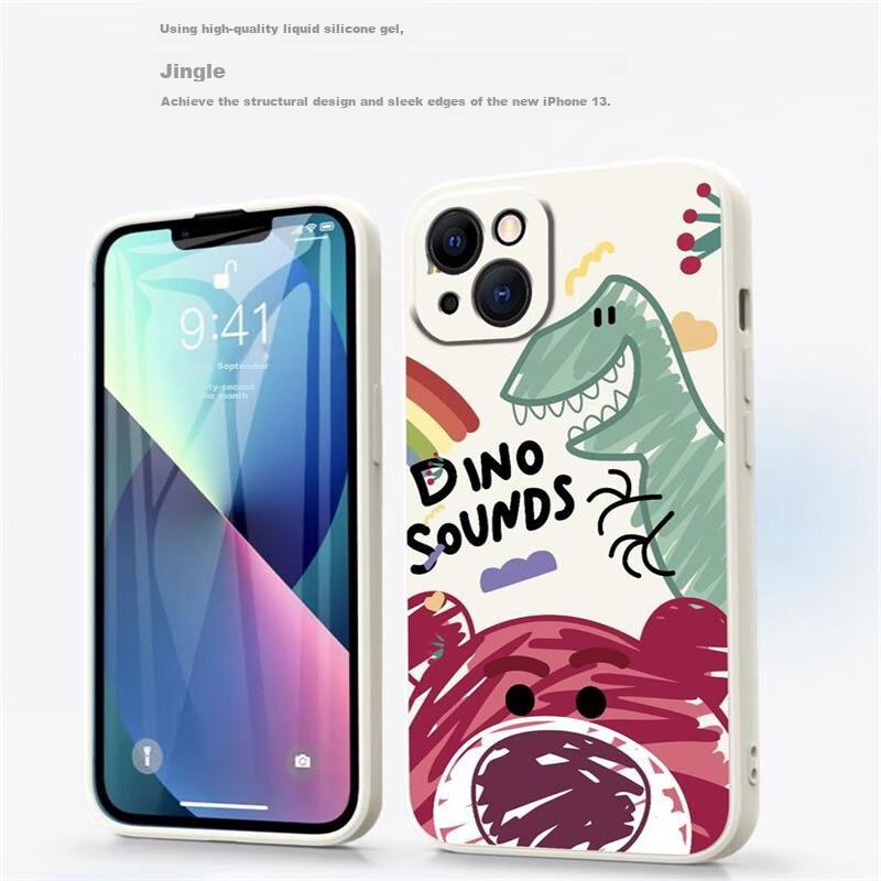 Liquid Silicone Case for Apple XR Phone, Protective Cover with Painted Creative Design, Shockproof Soft Doodle Winnie The PoohWhite