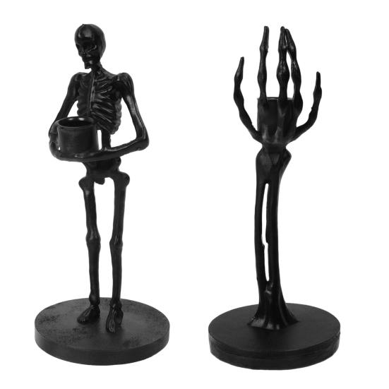 Decorative Candle Holder for Shelf Gothic Holder, Spooky Skeleton/Skeleton Hand Taper Resin Craft Ornament Garden Candlestick Decoration Halloween