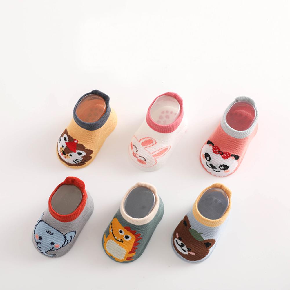 3 Pairs/Set Cartoon Animal Pattern Floor Socks Breathable Kids Step Socks Kids Cotton Socks