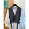 Women S Tailored Sleeveless Vest With Irregular Sash V Neck Casual Top