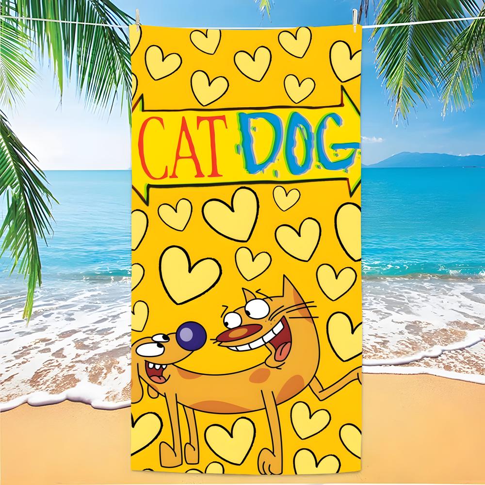Полотенце C-Catdog Полиэстер Пляжное полотенце Быстросохнущее Без песка Банное полотенце для лета Бассейна Путешествий Отпуска