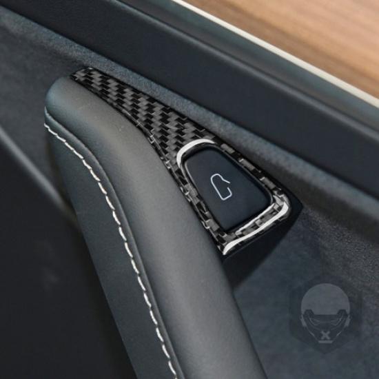 Carbon Fiber Interior Window Lift Switch Button Cover Trim For Tesla Model 3/Y