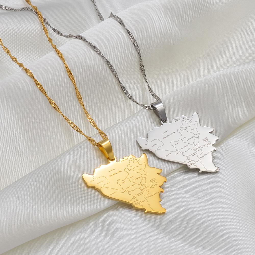 Anniyo Bosnia and Herzegovina Map With City Name Pendant Necklaces Bosna Hercegovina Jewelry #258021