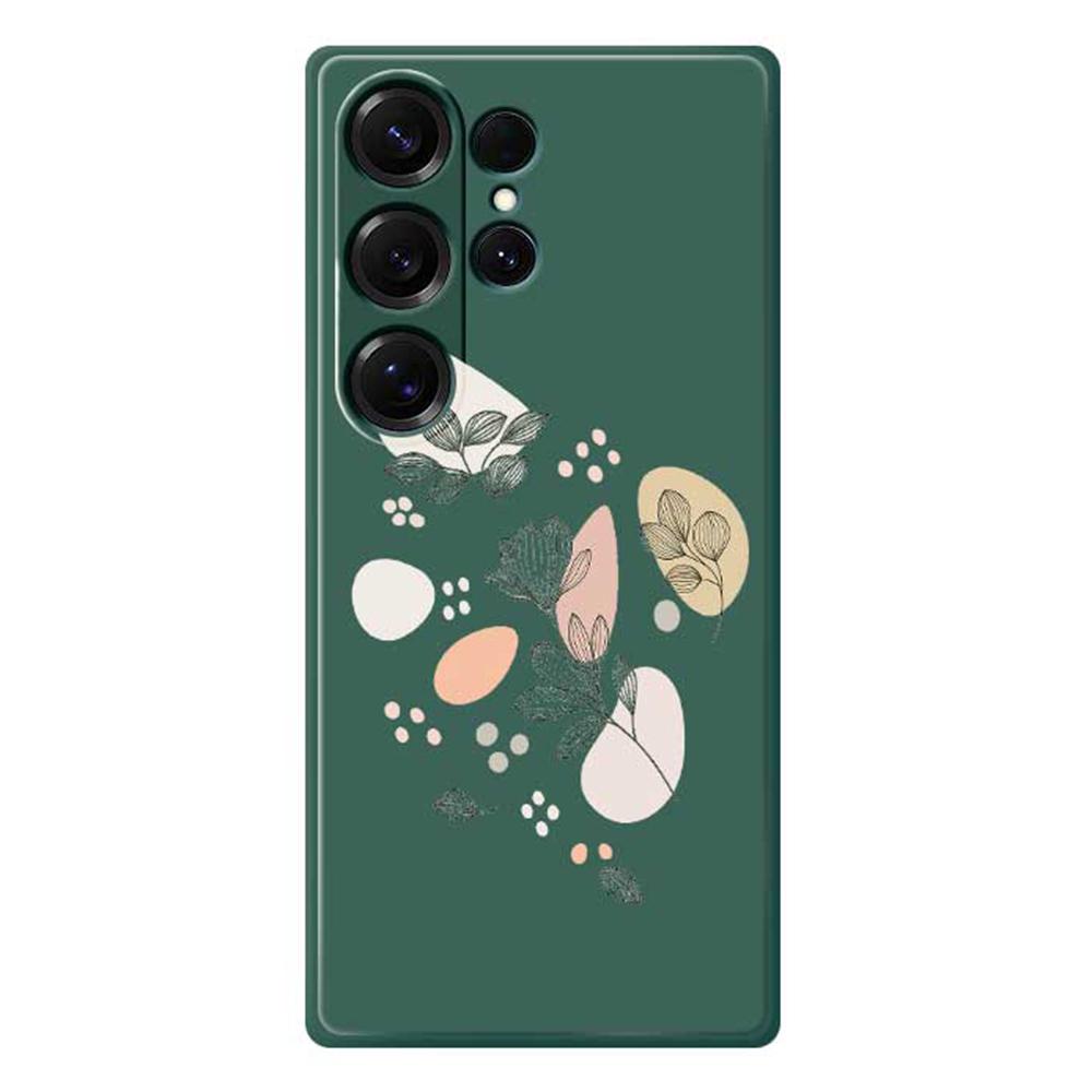 Для Samsung Galaxy S25 Ultra Чехол Эскиз Листья Узор Печать Прямой Край ТПУ Задняя Крышка Телефона