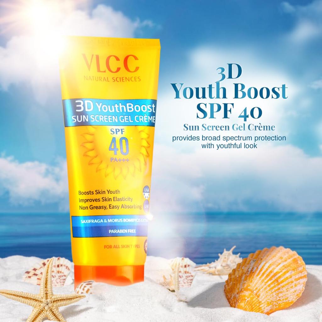 VLCC Гель-крем для лица 3D Youth Boost SPF 40, 100 г, Защита от UVA/UVB лучей, Кожа