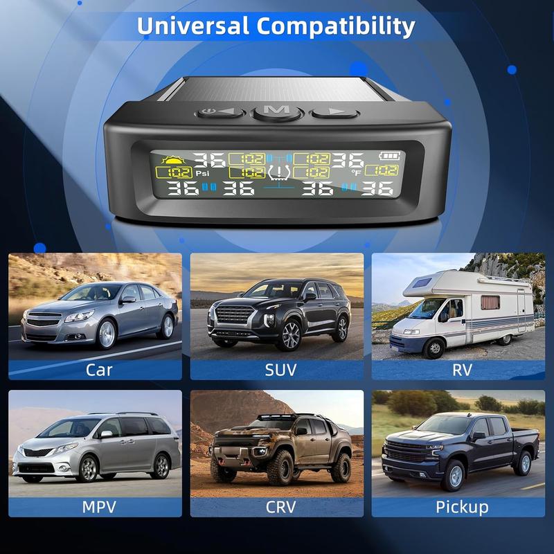 6 датчиков TPMS Система контроля давления в шинах Дом на колесах Грузовик Внедорожник, TPMS на солнечных батареях Автомобильная сигнализация Датчик давления в шинах