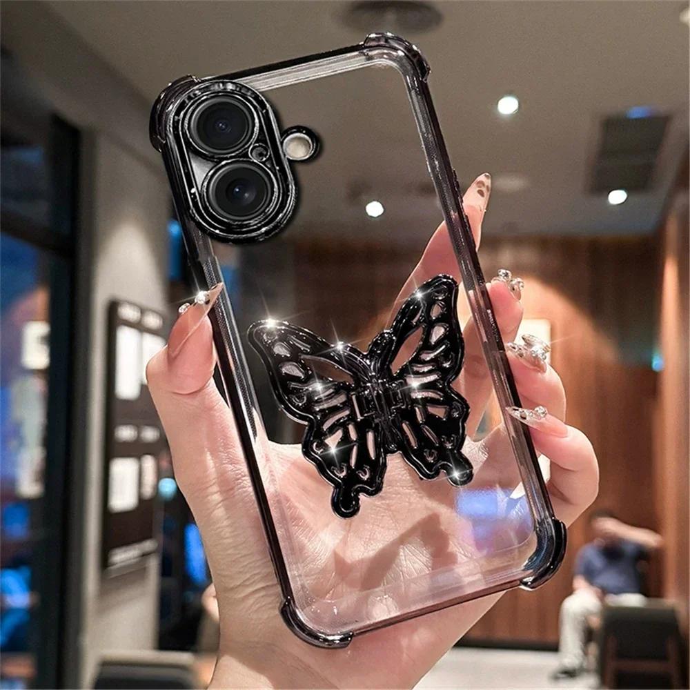 Прозрачный держатель-бабочка, противоскользящий чехол для Coque Huawei Nova 12 11 10 9 8 5 Pro 7 SE 6 5G, противоударная защита, чехол для телефона