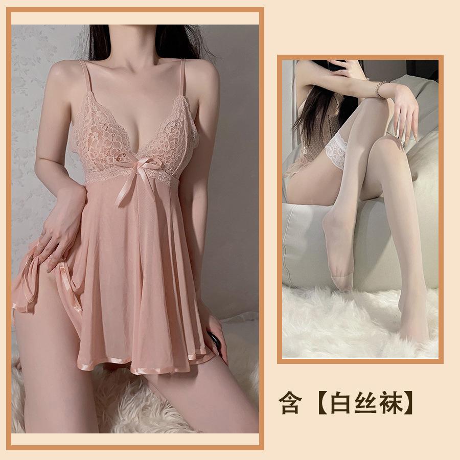 Sexy Lingerie Sexy Suspender Halter Nightgown Women's Hot Lace Transparent Pajamas Passionate Hot Suit