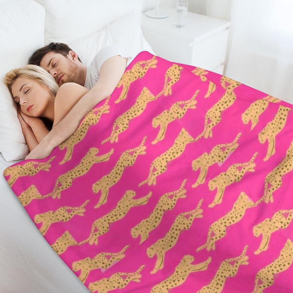 Розовые бегущие гепарды Плед Пушистый Термальный Детский Заказные Одеяла