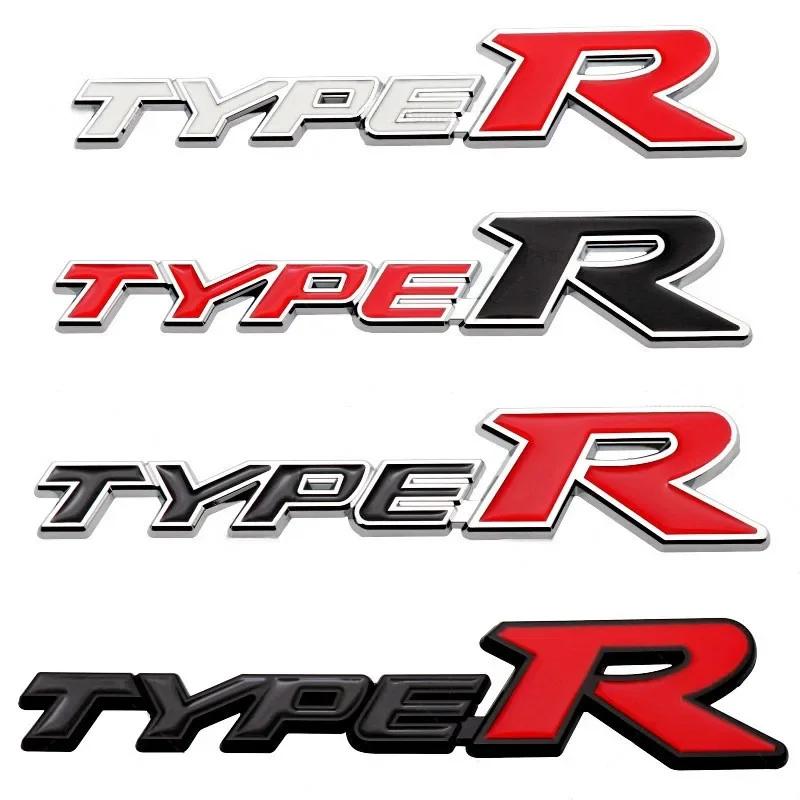 COT1 3D Metal Type R Logo Front Grill Badge Rear Trunk Emblem Sticker Decals For Honda Civic TYPER CRV HRV Accord Fit Car Accessories