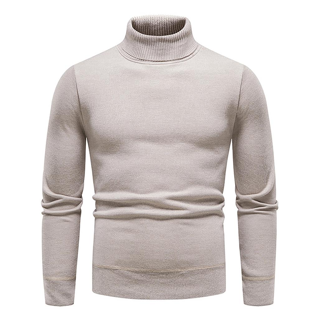 Men's Autumn And Winter Casual Knitted Solid Color Decorative Pattern Sweater