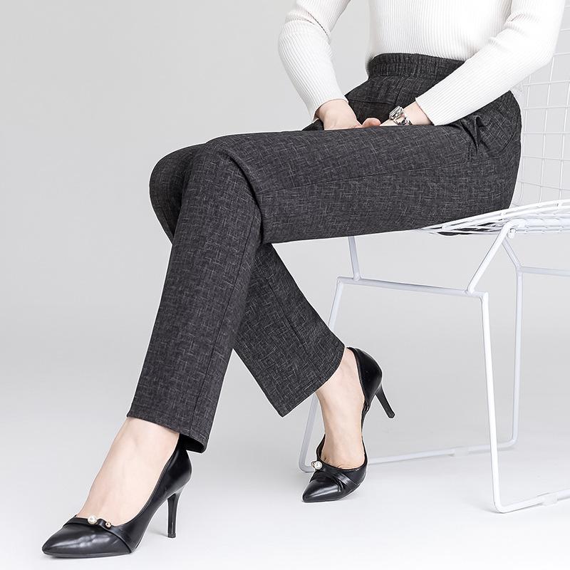 Брюки для мам на весну и осень. Прямые брюки с высокой талией для бабушки. Свободные эластичные женские брюки для людей среднего и пожилого возраста.