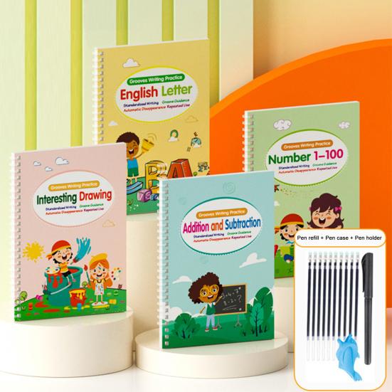 Книга для практики письма для детей, многоразовые рабочие тетради для дошкольников, английская пропись с углублениями, набор для раннего обучения письму для детей 3-8 лет