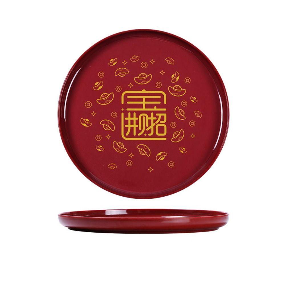 Red Large Capacity New Year Fruit Tray Plastic Exquisite Candy Storage Box Dessert Nuts Tea Table Snacks Tray